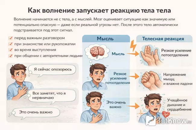 Как мысли вызывают телесную реакцию тревоги