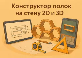 Чертёж полок на стену онлайн — 2D и 3D калькулятор