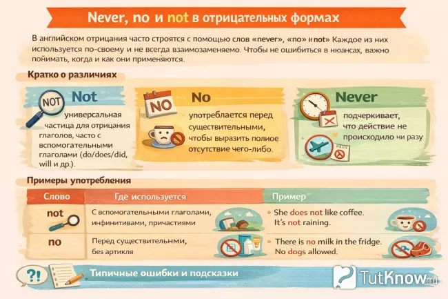 Never, no и not — отрицания в английском языке