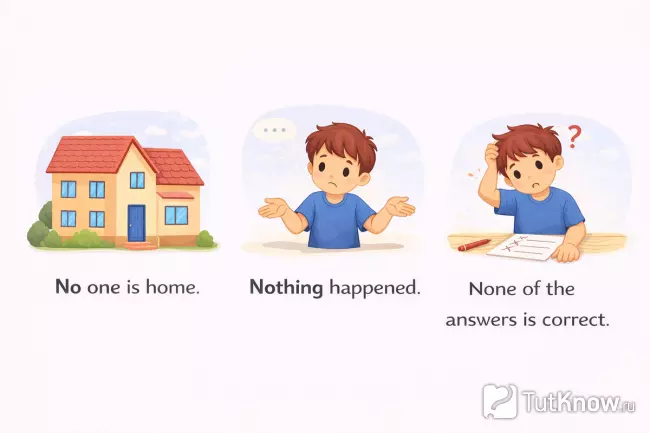 No one nothing none в английском языке примеры предложений