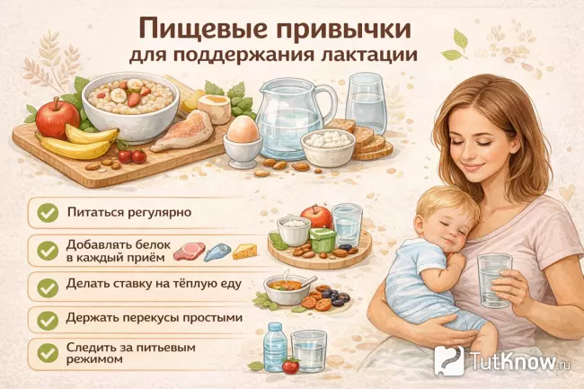 Пищевые привычки для поддержания лактации у кормящей мамы