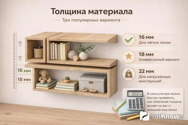 Толщина материала полок