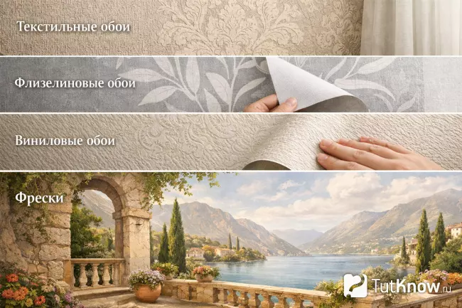 Виды бесшовных обоев: текстильные, флизелиновые, виниловые и фрески
