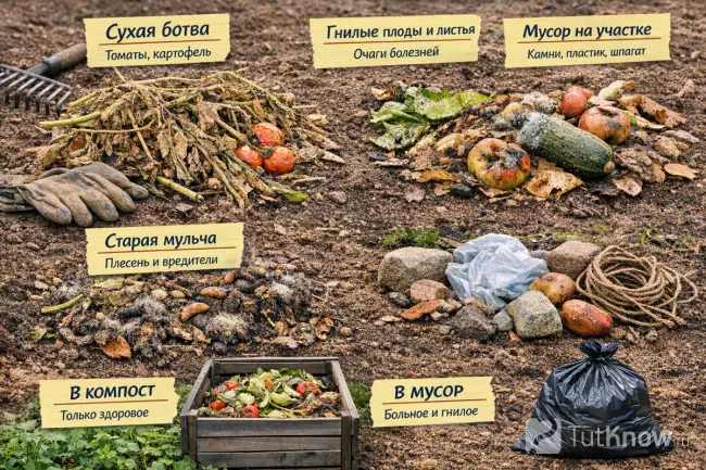 Очистка грядок весной от растительных остатков