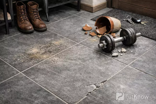 Керамогранит в прихожей после нагрузки и ударов