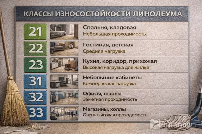 Классы износостойкости линолеума по нагрузке
