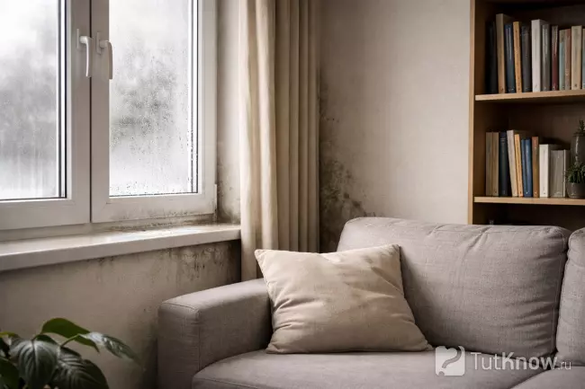 Конденсат в углу жилой комнаты