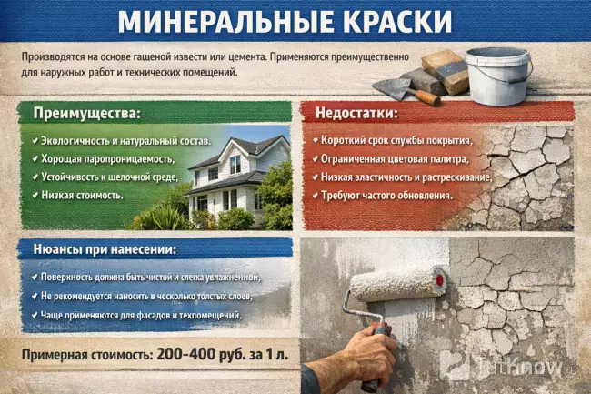 Минеральные краски для фасадных и технических работ