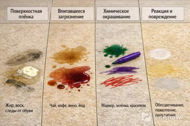 Типы пятен на линолеуме инфографика