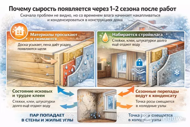 Почему сырость появляется после утепления