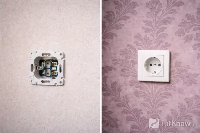 Поклейка обоев вокруг одинарной розетки