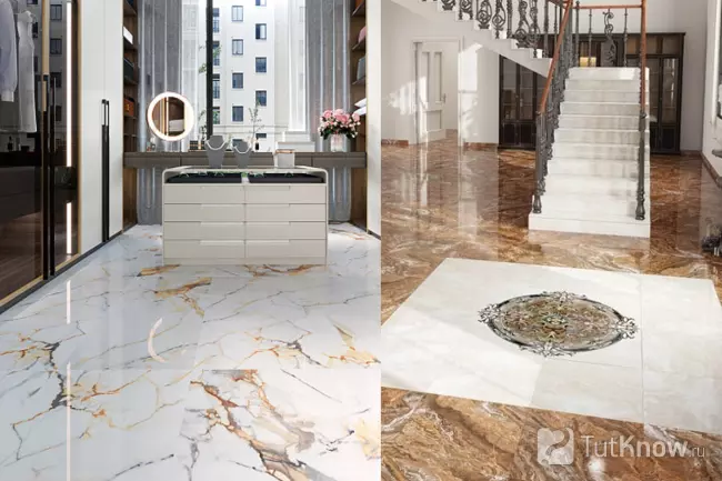 Ректифицированный керамогранит под мрамор в интерьере