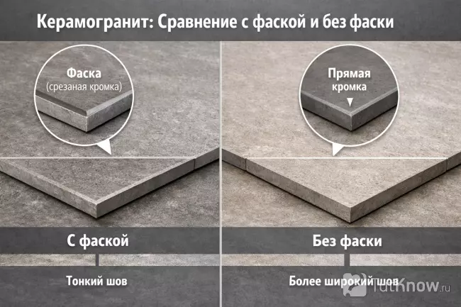 Ректифицированный керамогранит с фаской и без фаски