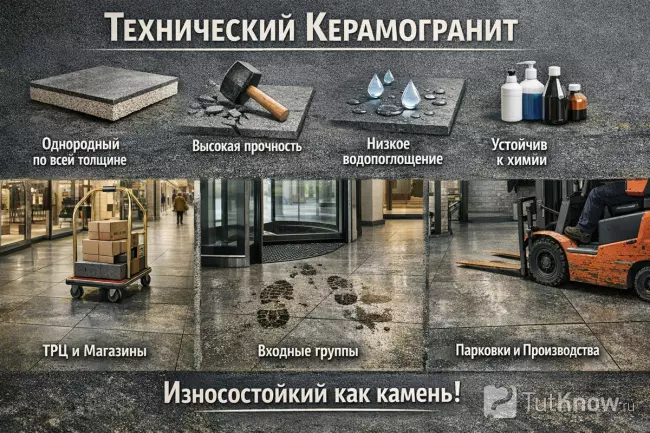 Технический керамогранит — износостойкий пол для проходных зон