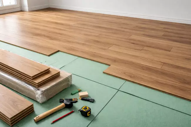 Укладка ламината на подложку в комнате