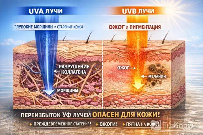 Ультрафиолет UVA и UVB влияние на кожу