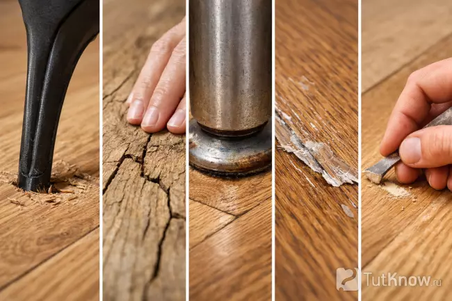 Вмятины и повреждения паркета от нагрузки