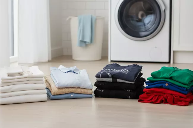 Сортировка белья по цвету и ткани