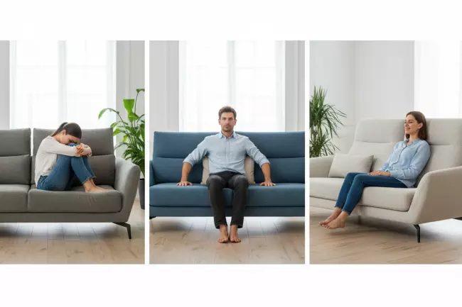 Посадка, глубина и поддержка спины дивана