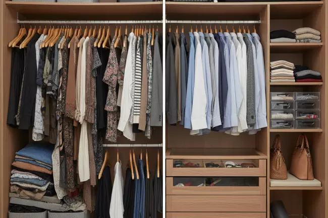 Удобное внутреннее наполнение шкафа под вещи