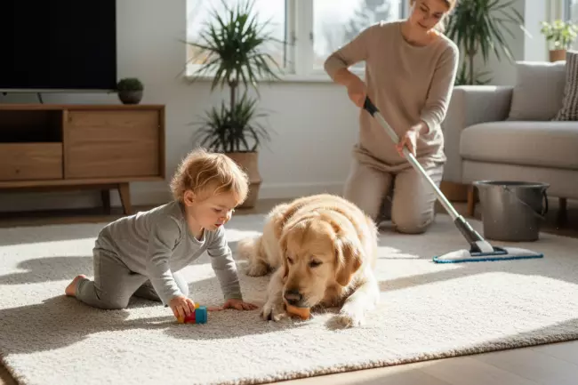 Частота влажной уборки при детях и питомцах
