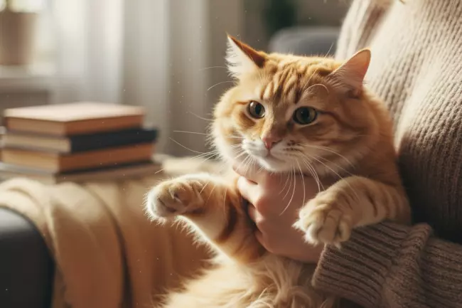 Перегруз ощущениями у кошки на руках