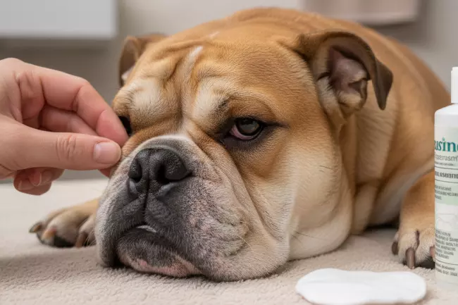 Уход за складками кожи английского бульдога