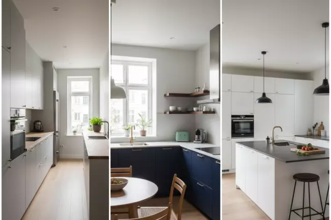 Выбор планировки кухонного гарнитура по замерам