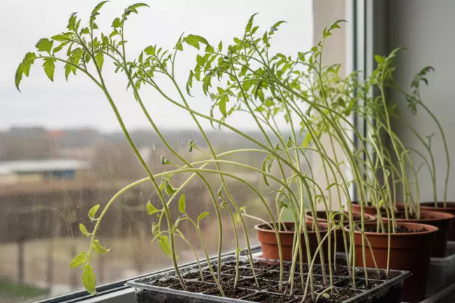 Вытягивание рассады из-за недостатка света