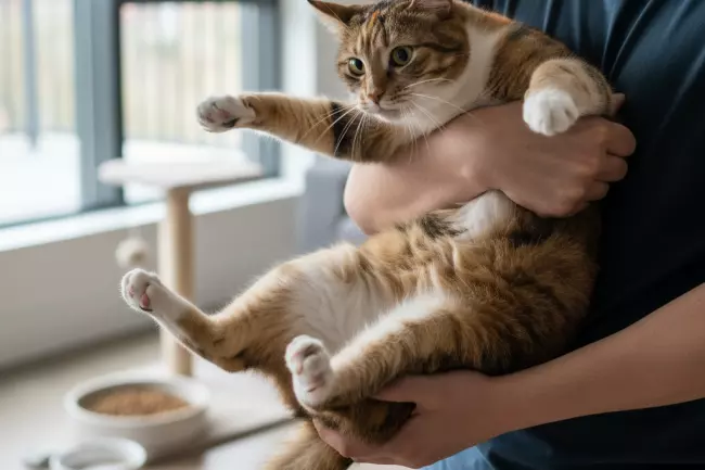 Стресс кошки из-за неправильного взятия на руки