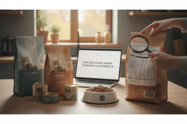 Выбор корма по возрасту и активности кошки