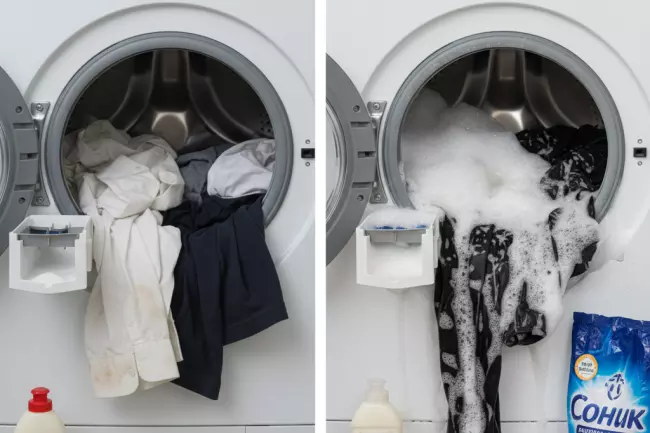 Неправильная дозировка моющего средства при стирке