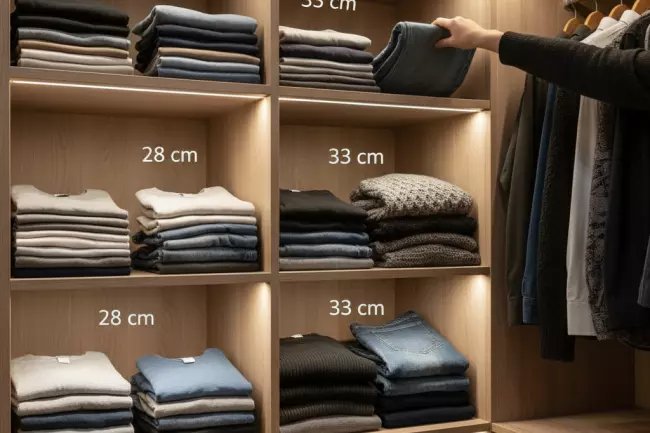 Удобные размеры секций и высоты полок шкафа