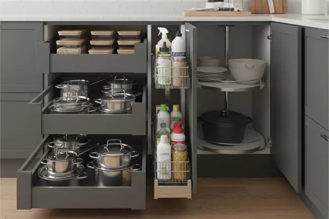 Планирование хранения в нижних кухонных шкафах