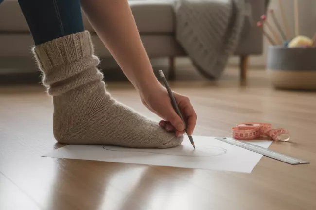 Определение размера стопы для вязаных тапочек