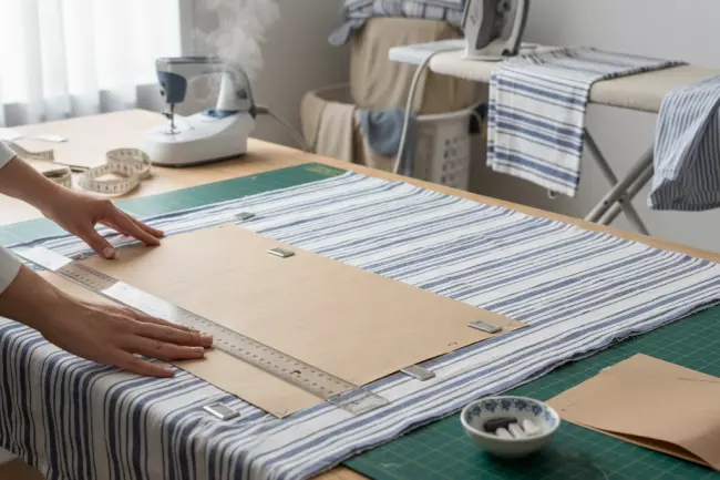 Подготовка выкройки и раскладка деталей сумки