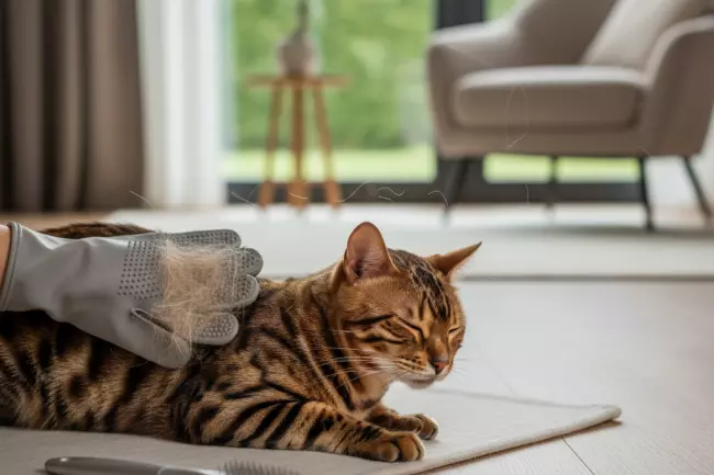 Уход за шерстью бенгальской кошки