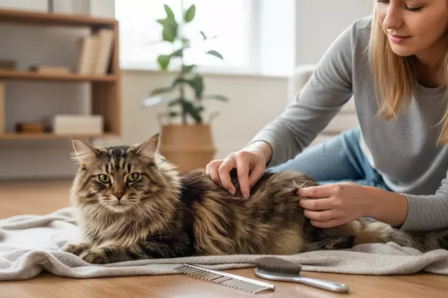 Уход за длинношёрстной кошкой, профилактика колтунов