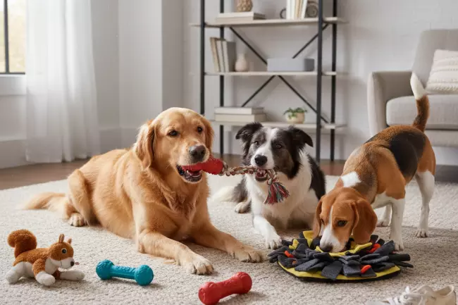 Игрушки и занятия для собаки дома
