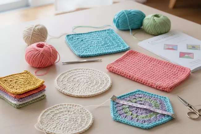 Простые геометрические узоры крючком для дома