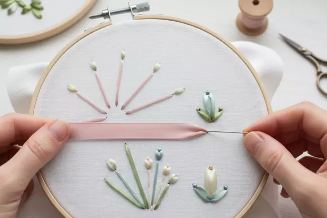 Вышивка лентами: основные стежки и приемы