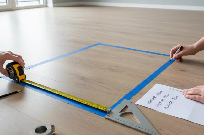 Разметка габаритов мебели на полу