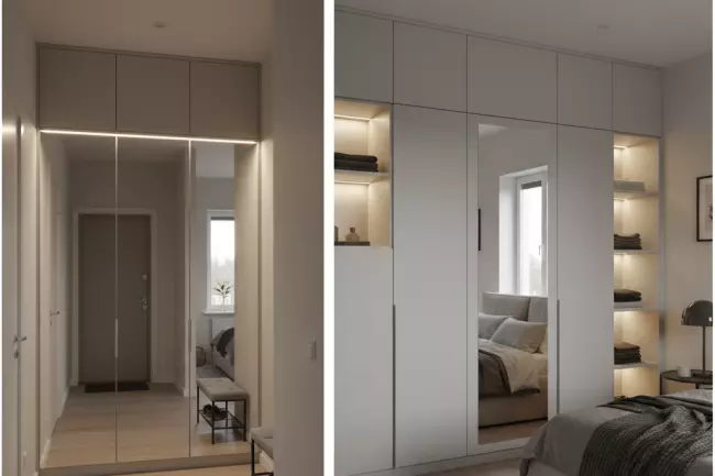 Выбор шкафа: зеркала, подсветка, антресоли