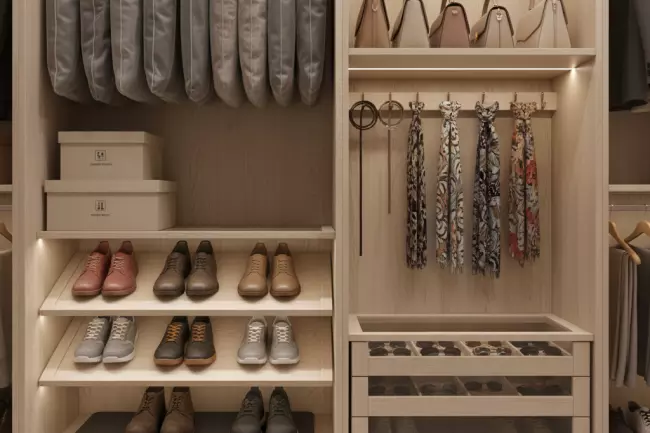 Удобное отделение для обуви и аксессуаров