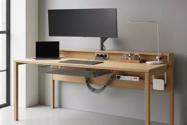 Организация проводов и техники на рабочем столе