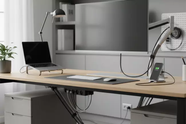 Организация рабочего места: скрытие кабелей и техники