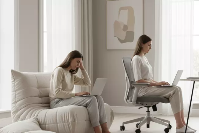 Неудобный мягкий стул и нарушение осанки