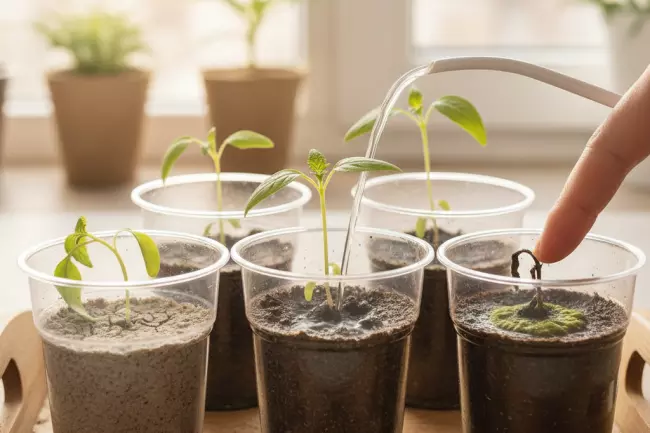 Полив рассады дома по влажности грунта
