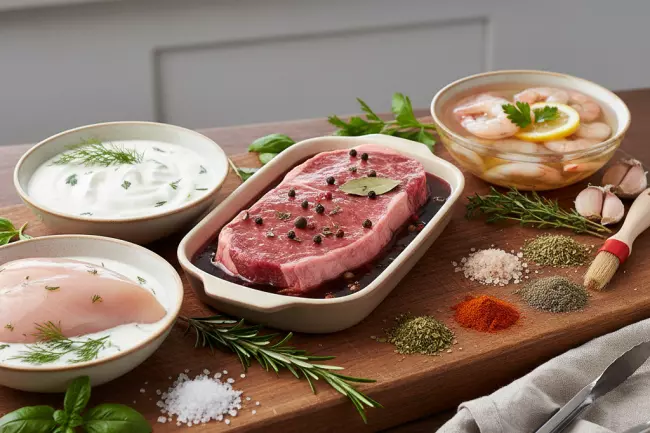 Маринады, специи и соль для мяса