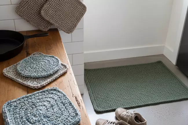 Плотные узоры крючком для кухни прихожей